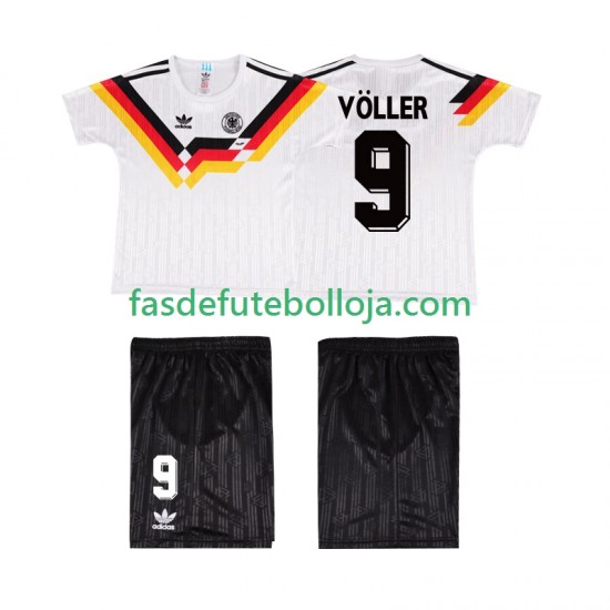 Camisola 1º Equipamento Seleção Alemã VOLLER 9 1990 Manga Curta Retro ,Criança