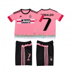 Camisola 2º Equipamento Juventus Cristiano RONALDO 7 2015 2016 Manga Curta Retro ,Criança
