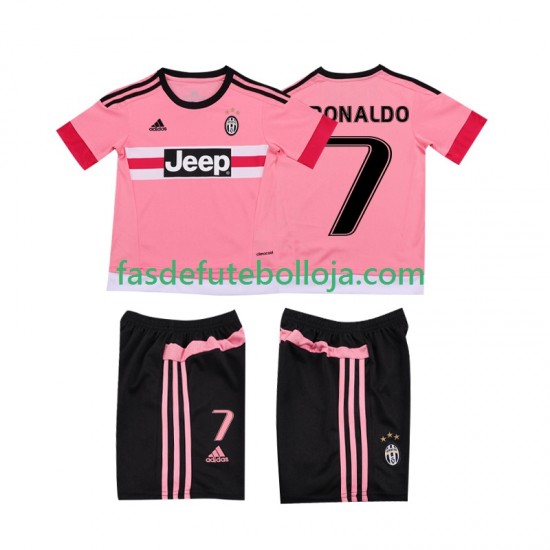 Camisola 2º Equipamento Juventus Cristiano RONALDO 7 2015 2016 Manga Curta Retro ,Criança