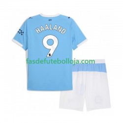 Camisola 1º Equipamento Manchester City Erling Haaland 9 2025-2026 Manga Curta ,Criança