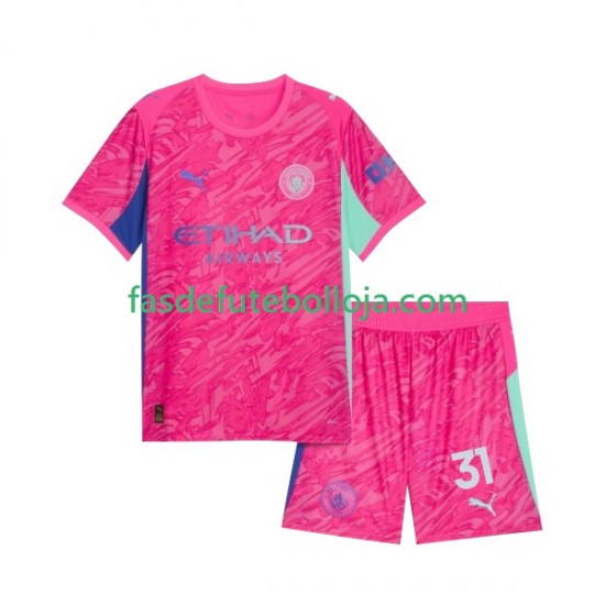 Camisola Guarda-redes 2º Equipamento Manchester City Ederson Moraes 31 2025-2026 Manga Curta ,Criança