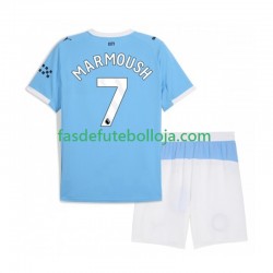 Camisola 1º Equipamento Manchester City Omar Marmoush 7 2025-2026 Manga Curta ,Criança