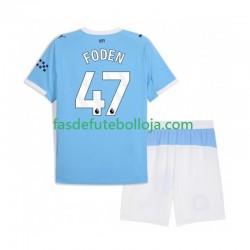 Camisola 1º Equipamento Manchester City Phil Foden 47 2025-2026 Manga Curta ,Criança