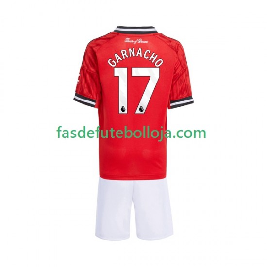 Camisola 1º Equipamento Manchester United Alejandro Garnacho 17 2025-2026 Manga Curta ,Criança