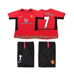 Camisola 1º Equipamento Manchester United BECKHAM 7 2004 2002 Manga Curta Retro ,Criança