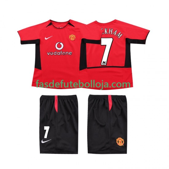 Camisola 1º Equipamento Manchester United BECKHAM 7 2004 2002 Manga Curta Retro ,Criança