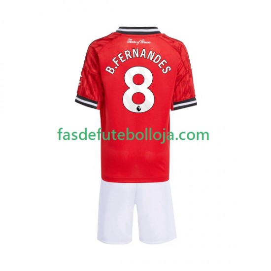 Camisola 1º Equipamento Manchester United Bruno Fernandes 8 2025-2026 Manga Curta ,Criança