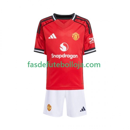 Camisola 1º Equipamento Manchester United 2025-2026 Manga Curta ,Criança