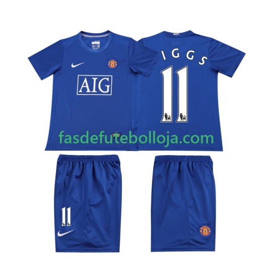 Camisola 2º Equipamento Manchester United GIGGS 11 2008 Manga Curta Retro ,Criança