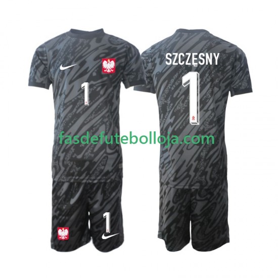 Camisola Guarda-redes 2º Equipamento Selecção Polaca Szczesny 1 2024 Manga Curta ,Criança