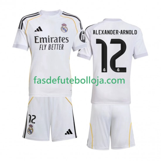 Camisola 1º Equipamento Real Madrid Alexander-Arnold 12 2025-2026 Manga Curta ,Criança