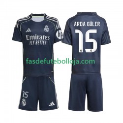 Camisola 2º Equipamento Real Madrid Arda Guler 15 2025-2026 Manga Curta ,Criança