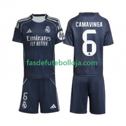 Camisola 2º Equipamento Real Madrid Camavinga 6 2025-2026 Manga Curta ,Criança