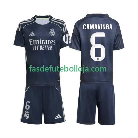 Camisola 2º Equipamento Real Madrid Camavinga 6 2025-2026 Manga Curta ,Criança