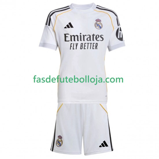 Camisola 1º Equipamento Real Madrid 2025-2026 Manga Curta ,Criança