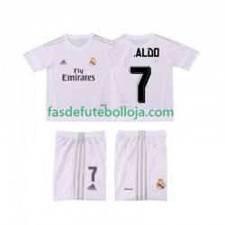 Camisola 1º Equipamento Real Madrid Cristiano Ronaldo 7 2015 2016 Manga Curta Retro ,Criança