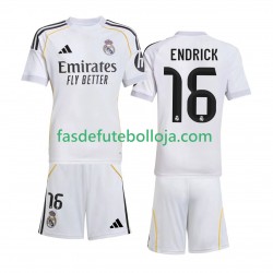 Camisola 1º Equipamento Real Madrid Endrick 16 2025-2026 Manga Curta ,Criança