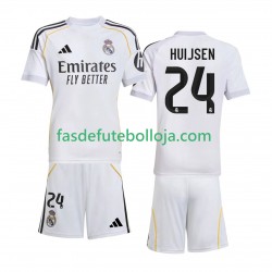 Camisola 1º Equipamento Real Madrid Huijsen 24 2025-2026 Manga Curta ,Criança