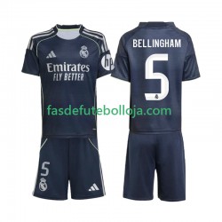 Camisola 2º Equipamento Real Madrid Jude Bellingham 5 2025-2026 Manga Curta ,Criança