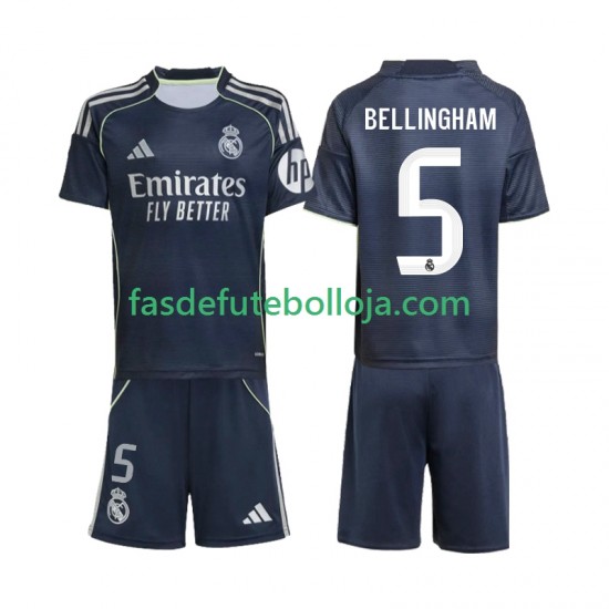 Camisola 2º Equipamento Real Madrid Jude Bellingham 5 2025-2026 Manga Curta ,Criança