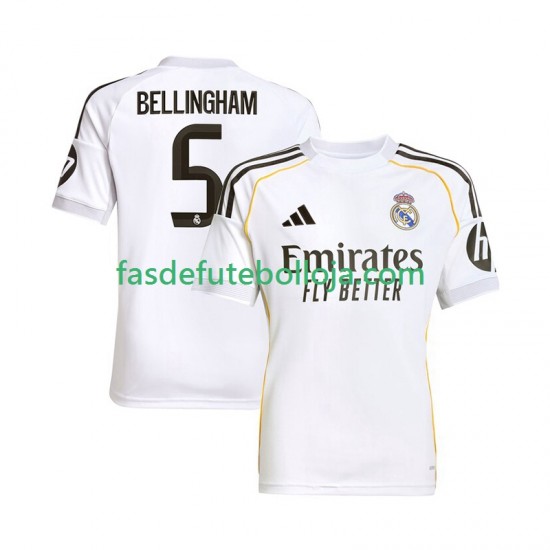 Camisola 1º Equipamento Real Madrid Jude Bellingham 5 2025-2026 Manga Curta ,Homem