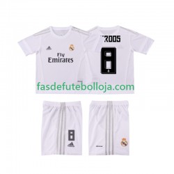 Camisola 1º Equipamento Real Madrid KROOS 8 2015 2016 Manga Curta Retro ,Criança