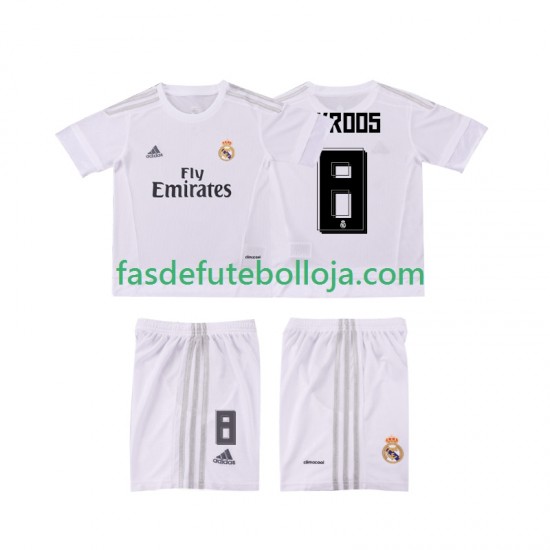 Camisola 1º Equipamento Real Madrid KROOS 8 2015 2016 Manga Curta Retro ,Criança