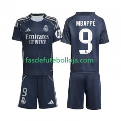 Camisola 2º Equipamento Real Madrid Mbappé Kylian 9 2025-2026 Manga Curta ,Criança