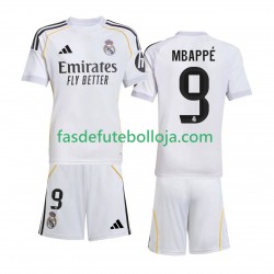 Camisola 1º Equipamento Real Madrid Mbappé Kylian 9 2025-2026 Manga Curta ,Criança