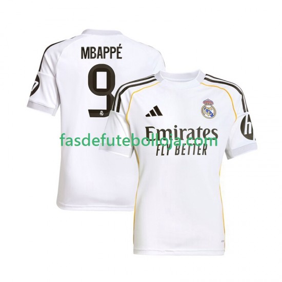 Camisola 1º Equipamento Real Madrid Mbappé Kylian 9 2025-2026 Manga Curta ,Homem