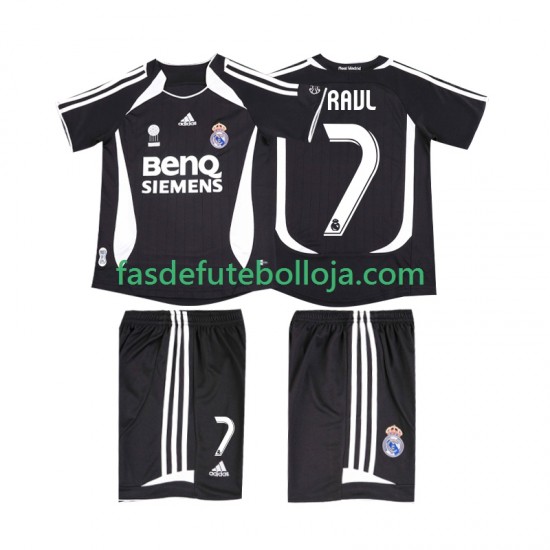 Camisola 2º Equipamento Real Madrid RAUL 7 2007 2006 Manga Curta Retro ,Criança