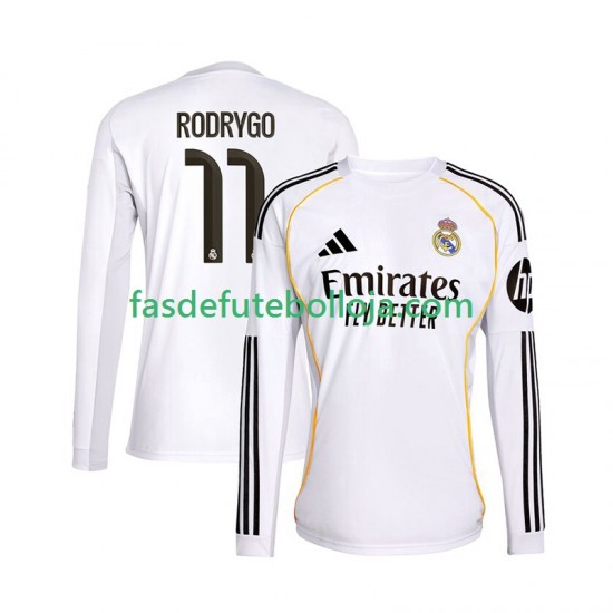 Camisola 1º Equipamento Real Madrid Rodrygo 11 2025-2026 Manga Comprida ,Homem