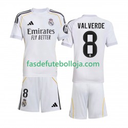 Camisola 1º Equipamento Real Madrid Valverde 8 2025-2026 Manga Curta ,Criança