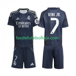 Camisola 2º Equipamento Real Madrid Vinicius Junior 7 2025-2026 Manga Curta ,Criança