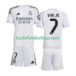 Camisola 1º Equipamento Real Madrid Vinicius Junior 7 2025-2026 Manga Curta ,Criança
