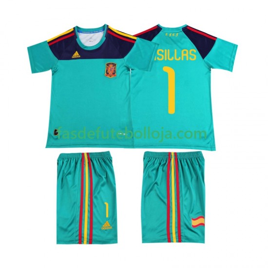Camisola 1º Equipamento Seleção Espanhola Casillas 1 2010 Manga Curta Retro ,Criança