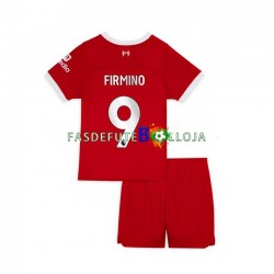 Camisola 1º Equipamento Liverpool Roberto Firmino 9 2023-2024 Manga Curta ,Criança