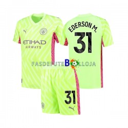 Camisola Guarda-redes 3º Equipamento Manchester City Ederson Moraes 31 2023-2024 Manga Curta ,Criança
