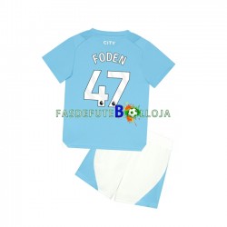 Camisola 1º Equipamento Manchester City Phil Foden 47 2023-2024 Manga Curta ,Criança