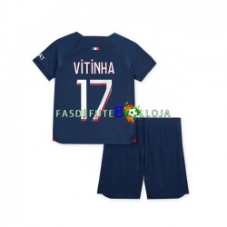 Camisola 1º Equipamento Paris Saint-Germain Vitinha 17 2023-2024 Manga Curta ,Criança
