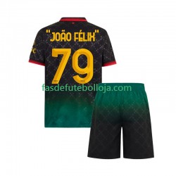 Camisola 4º Equipamento AC Milan JOAO FELIX 79 2024-2025 Manga Curta ,Criança