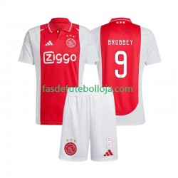 Camisola 1º Equipamento AFC Ajax Brian Brobbey 9 2024-2025 Manga Curta ,Criança