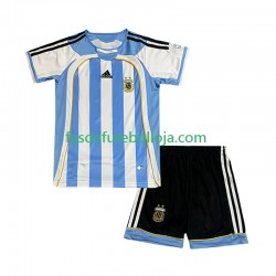 Camisola 1º Equipamento Seleção Argentina 2006 Manga Curta Retro ,Criança