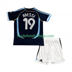 Camisola 2º Equipamento Seleção Argentina Lionel Messi 19 2006 Manga Curta Retro ,Criança
