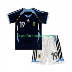 Camisola 2º Equipamento Seleção Argentina Lionel Messi 19 2006 Manga Curta Retro ,Criança