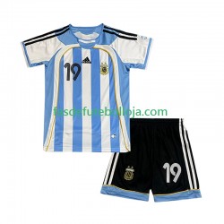 Camisola 1º Equipamento Seleção Argentina Lionel Messi 19 2006 Manga Curta Retro ,Criança