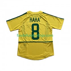 Camisola 1º Equipamento Seleção Brasileira KAKA 8 2002 Manga Curta Retro ,Homem
