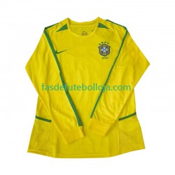 Camisola 1º Equipamento Seleção Brasileira 2002 Manga Comprida Retro ,Homem
