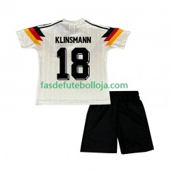 Camisola 1º Equipamento Seleção Alemã Klinsmann 18 1990 Manga Curta Retro ,Criança