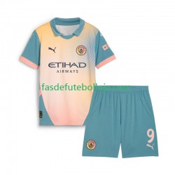 Camisola 4º Equipamento Manchester City Haaland 9 2024-2025 Manga Curta ,Criança